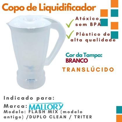 Imagem de Jarra Copo de Liquidificador Mallory Flash Mix Super antigo