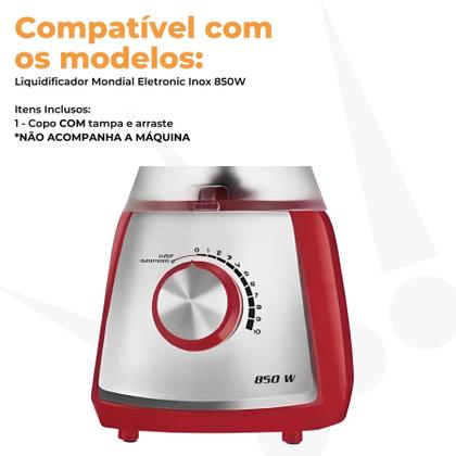 Imagem de Jarra Copo Liquidificador Compatível Mondial L900W L850W Tampa Vermelha
