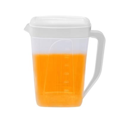 Imagem de Jarra de Plástico Retangular 2L p/ Servir Água Suco Refrigerantes Refresco c/ Tampa e Medidor BPA Free Elegante Moderna
