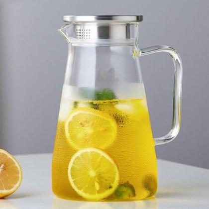 Imagem de Jarra De Suco Água Em Vidro Resistente Com Tampa Inox 1,8 L