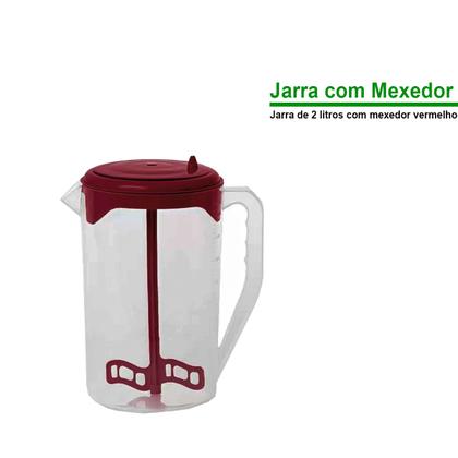 Imagem de Jarra De Suco Água Multiuso Com Tampa Mexedor 2 Litros Plasvale Moderna