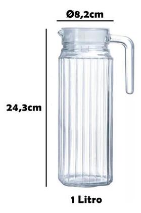 Imagem de Jarra De Suco Agua Vidro Grosso Com Tampa 1 Litro
