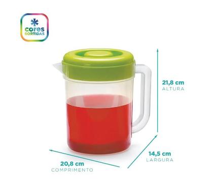 Imagem de Jarra De Suco Com Tampa 2 Litros Plástico Incolor BPA Cozinh