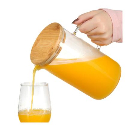 Imagem de Jarra De Vidro Borossilicato Tampa Bambu 1 Litro Suco Água