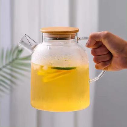 Imagem de Jarra de Vidro com Tampa Hermética de Madeira e Infusor de Inox 1,75L