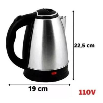 Imagem de Jarra Elétrica Bule Chaleira Aço Inox Café Chá 1,8 Litros Portátil 110v 1100w