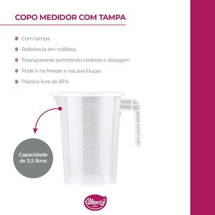 Imagem de Jarra graduada medidora com tampa 3,5L Plástico bpa free