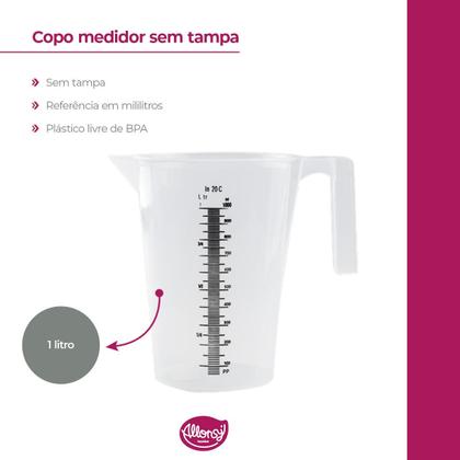Imagem de Jarra graduada medidora Sem tampa 1L Plástico bpa free