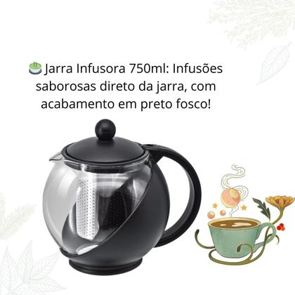 Imagem de Jarra Infusora Chaleira Bule de Vidro Com Coador de Chá 750 ML