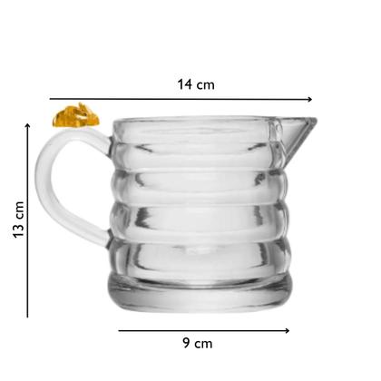 Imagem de Jarra Leiteira Abelha Little Transparente 590ml Cristal Luxo Vidro Suco Leite Mesa Posta Cozinha Cantinho do Café