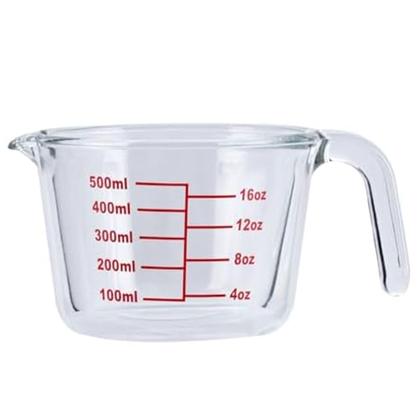 Imagem de Jarra Medidora De Vidro Com Alça Graduada Resistente 500ml