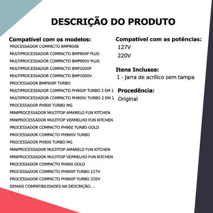 Imagem de Jarra Original Para Mini Processador PH900