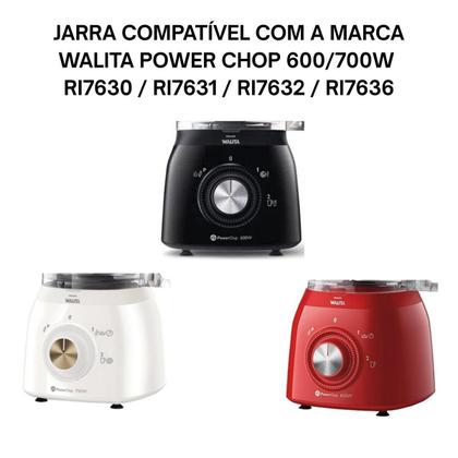 Imagem de Jarra para Multiprocessador Compatível Philips Walita Power Chop Preto RI7630 RI7631 RI7632 RI7636