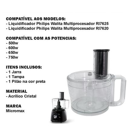 Imagem de Jarra para Multiprocessador Compatível Philips Walita Ri7620 Ri7625 Preto