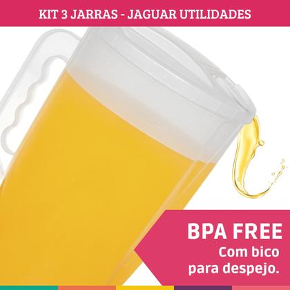 Imagem de Jarra Plástica 3,7L Mix Color Jaguar com Tampa 3 Unidades