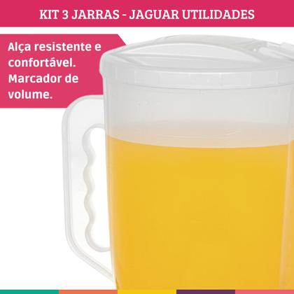 Imagem de Jarra Plástica 3,7L Mix Color Jaguar com Tampa 3 Unidades