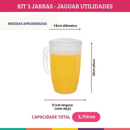 Imagem de Jarra Plástica 3,7L Mix Color Jaguar com Tampa 3 Unidades