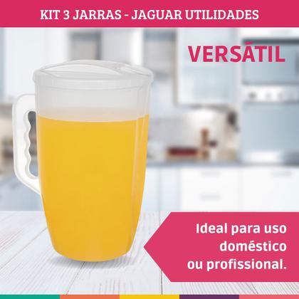 Imagem de Jarra Plástica 3,7L Mix Color Jaguar com Tampa 3 Unidades