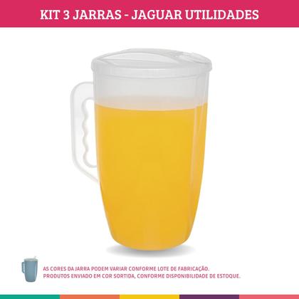 Imagem de Jarra Plástica 3,7L Mix Color Jaguar com Tampa 3 Unidades