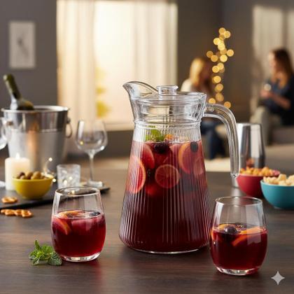 Imagem de Jarra suco água acrilico vidro 1,6 litros transparente com alça