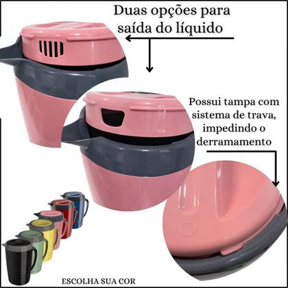 Imagem de Jarra Térmica Suqueira com tampa Garrafa P Tereré Chá Suco Água Caribe 2L Unitermi