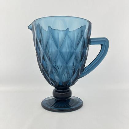 Imagem de Jarra Vidro Alça Relevo Diamante Azul 1L Incasa Mesa Posta