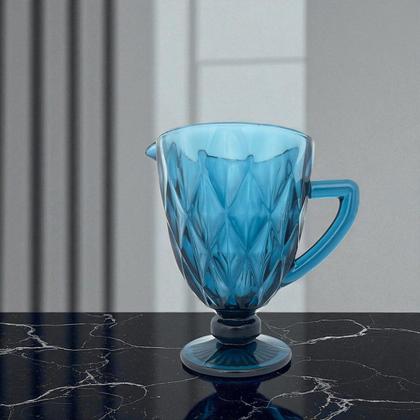 Imagem de Jarra Vidro Alça Relevo Diamante Azul 1L Incasa Mesa Posta