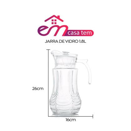 Imagem de Jarra Vidro Diamante com Tampa Em Casa Tem 1,8L