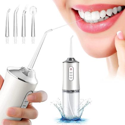 Imagem de Jato D Água Irrigador Limpador Bocal Eletrico Dental Dentes Gengiva Oral Recarregável USB 4 Bicos