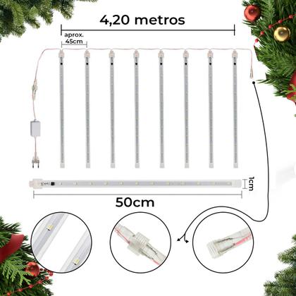JDK Meteoro Cascata 8 Tubo Led Bastão Chuva Luz Colorido Pisca Natal - JDK Elétrica e Iluminação Imagem de JDK Meteoro Cascata 8 Tubo Led Bastão Chuva Luz Colorido Pisca Natal