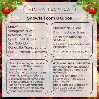 JDK Meteoro Cascata 8 Tubo Led Bastão Chuva Luz Colorido Pisca Natal - JDK Elétrica e Iluminação Imagem de JDK Meteoro Cascata 8 Tubo Led Bastão Chuva Luz Colorido Pisca Natal