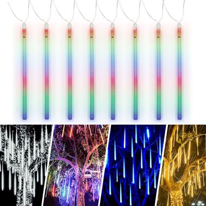 JDK Meteoro Cascata 8 Tubo Led Bastão Chuva Luz Colorido Pisca Natal - JDK Elétrica e Iluminação Imagem de JDK Meteoro Cascata 8 Tubo Led Bastão Chuva Luz Colorido Pisca Natal