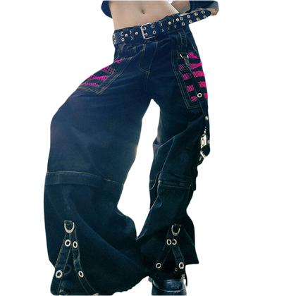 Imagem de Jeans Kodaruber Vintage Goth Hip Hop para mulheres vermelhas