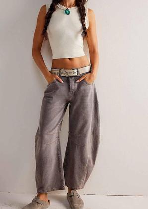 Imagem de Jeans Loveimgs Womens Mid-Rise Barrel vintage, solto, largo, perna larga