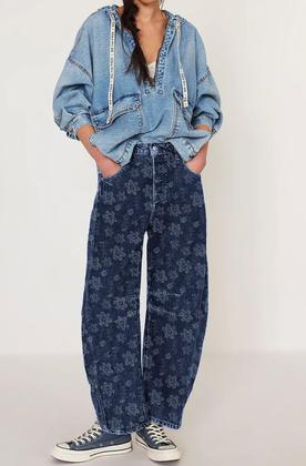 Imagem de Jeans Loveings Baggy Barrel Floral Print Wide Leg Y2k Women