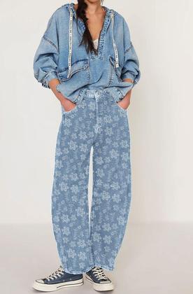 Imagem de Jeans Loveings Baggy Barrel Floral Print Wide Leg Y2k Women