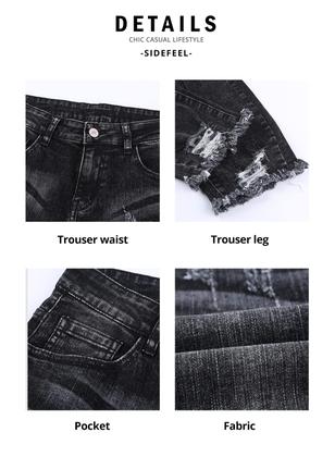 Imagem de Jeans Sidefeel Ripped Distressed para mulheres, tamanho 18, pretos