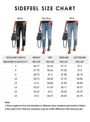 Imagem de Jeans Sidefeel Ripped Distressed para mulheres, tamanho 18, pretos