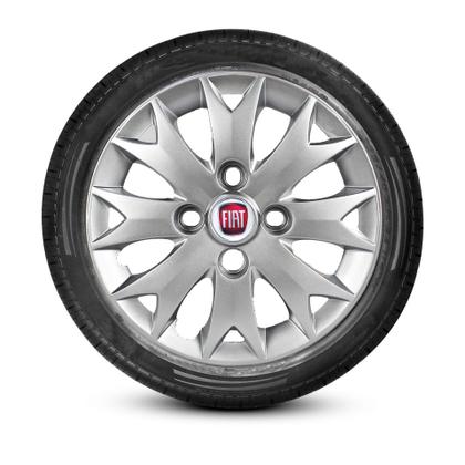 Imagem de JG 4 Calota Palio Fire Economy Flex Aro 13 Prata Metálico com Emblema