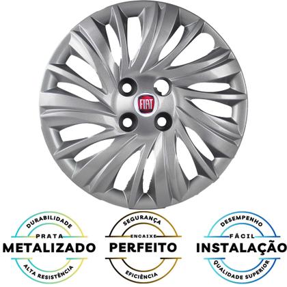 Imagem de JG 4 Calota Punto 2014 2015 2016 Aro 15 Prata Metálico com Emblema