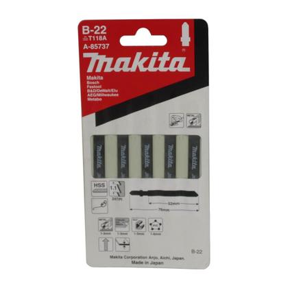 Imagem de Jg. 5 Lâminas B22 Encaixe T P/ Serra Tico-tico Original Makita