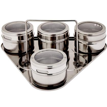 Imagem de Jg 6 porta condimentos inox c/ sup triangular ai1402 mimo style