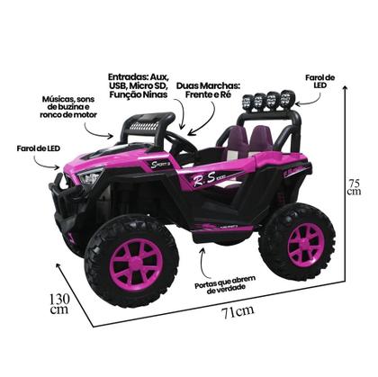 Imagem de Jipe eletrico infantil 4x4 12v rosa - zippy toys