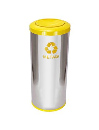 Imagem de Jj.c28 - lixeira em aço inox com tampa meia esfera pintada 50l