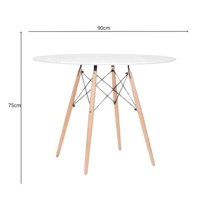 Imagem de Jode Moderno Mesa Eiffel 90cm MDF com 4 Cadeiras Leda Assento Almofada Branco Sala Janta Cozinha