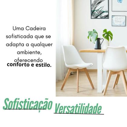 Imagem de Jode Moderno Mesa Eiffel 90cm MDF com 4 Cadeiras Leda Assento Almofada Branco Sala Janta Cozinha