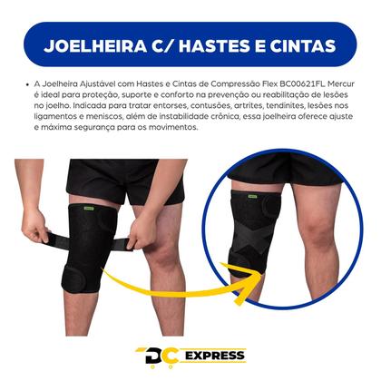 Imagem de Joelheira Ajustável C/ Hastes Cintas Compressão Flex Mercur