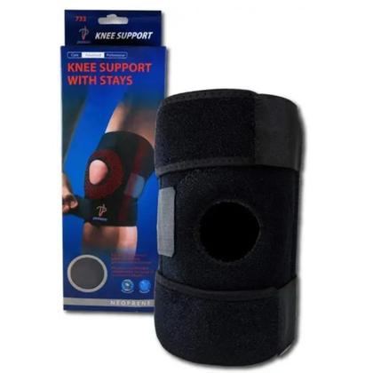 Imagem de Joelheira de Compressão Ortopédica Articulada Reforçada Esportiva Neoprene Respirável Preta Unissex Ajustável Ergonômica Alívio Dores no Joelho