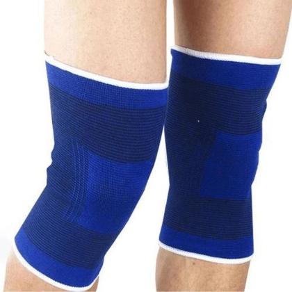 Imagem de Joelheira Elástica Protetor Muscular Joelho Flexível Dor Lesão Ortopédica Esporte Par Resistente