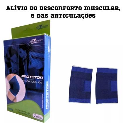 Imagem de Joelheira Elástica Protetor Muscular Joelho Flexível Dor Lesão Ortopédica Esporte Par Resistente